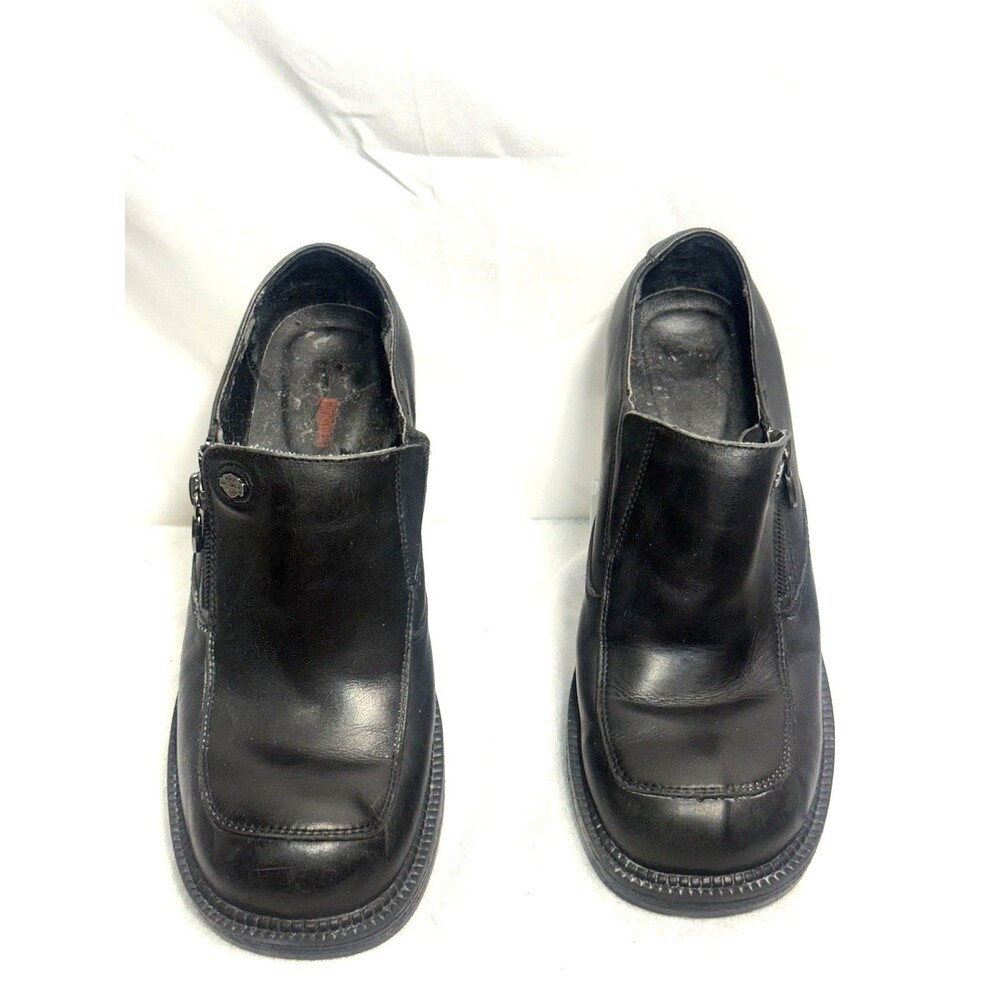 Harley Davidson Brooklyn Black Leather Block Heel Shoes Women’s Sz 8.5 81758